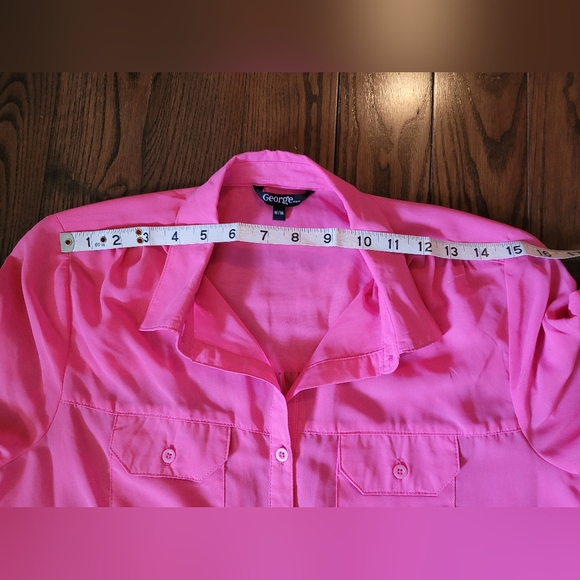 Sheer Pink Button Blouse, like new. - Picture 5 of 10